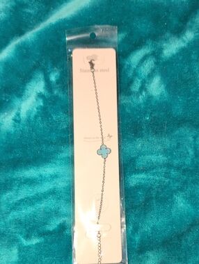 Stainless Steel Fashion Turquoise Clover Bracelet